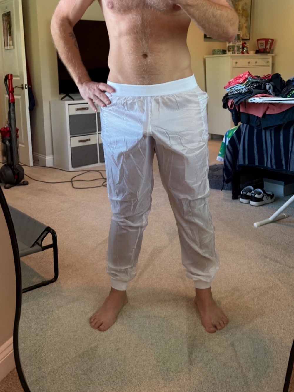 Men’s BodyAware White Ripstop nylon joggers, size XXL